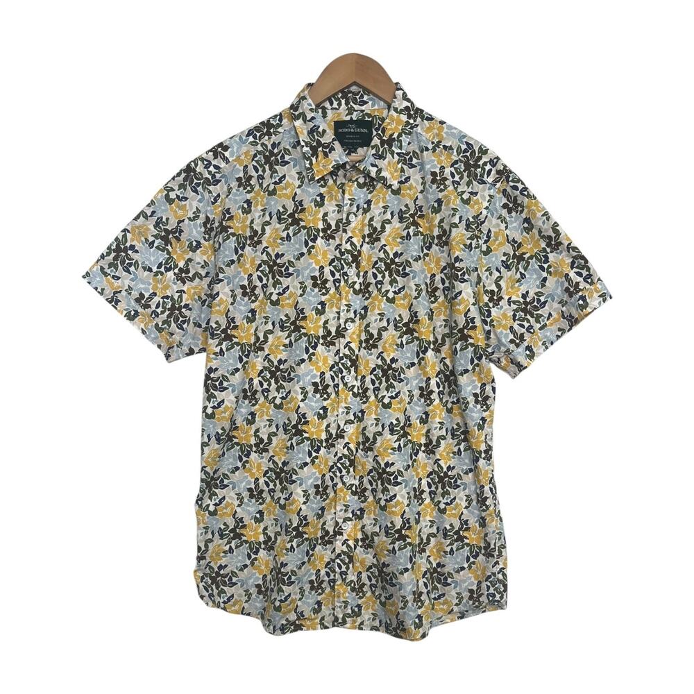 Rodd And Gunn Shirt Mens XL Yellow Floral Sports Fit Button Up Tropical Beach